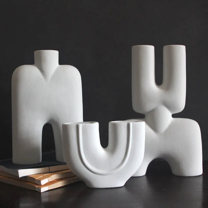 Jarrón geométrico de cerámica DecorBites™ | Adornos irregulares | Accesorios de decoración para el hogar