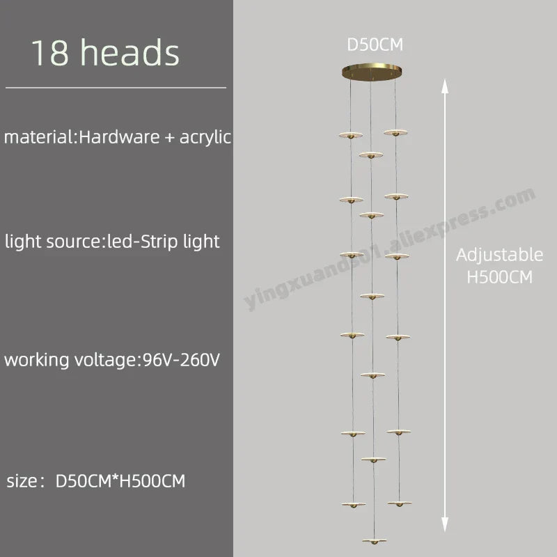 DecorBites™ LED Chandelier for Revolving Staircase | Loft Villa Ceiling Hanging Lamp