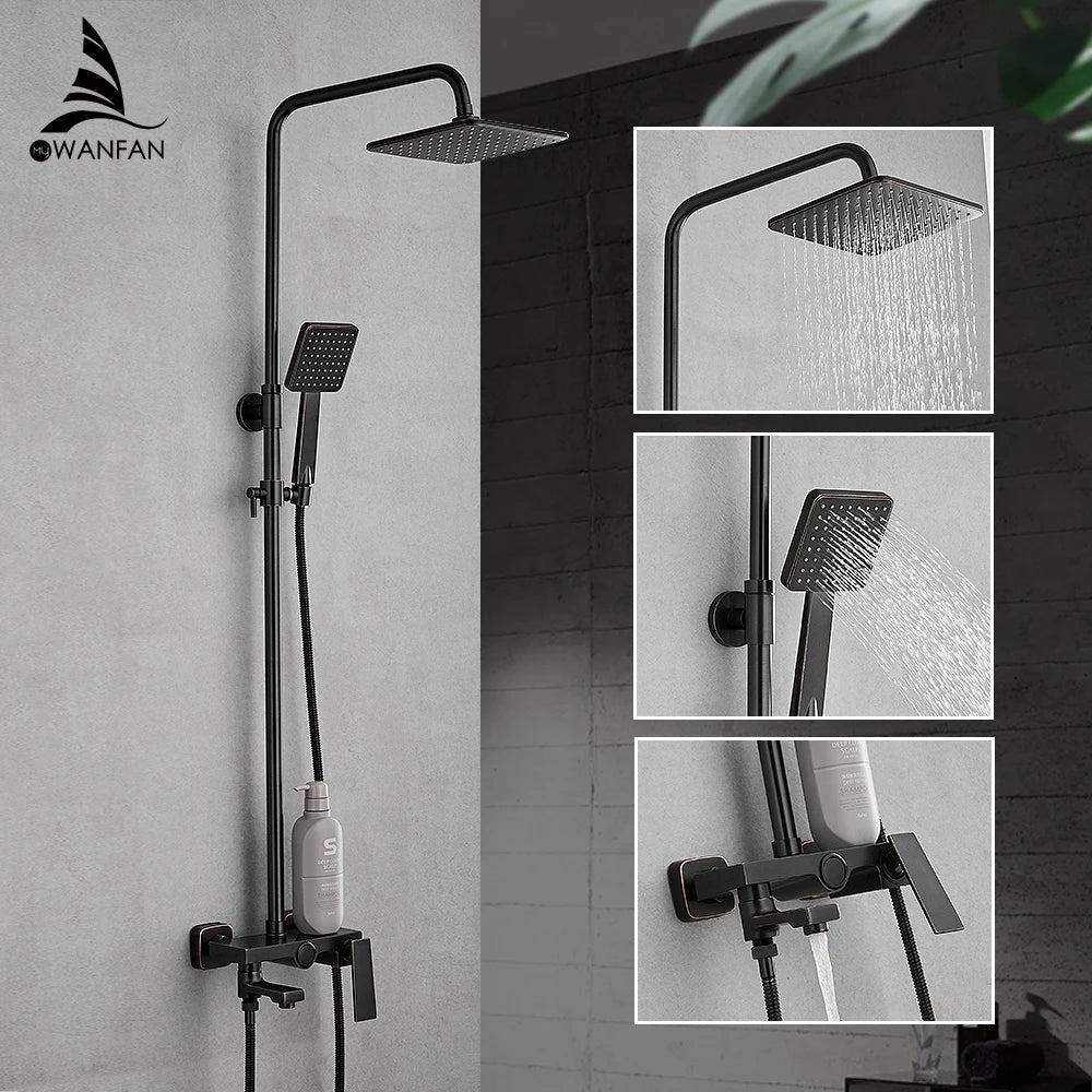 DecorBites™ Brass Chrome Round Tube Shower Faucet with Slide Bar and Single Handle