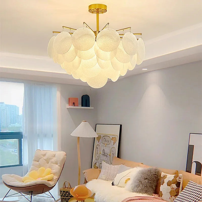 DecorBites™ Elegant Glass Chandelier: French Light Luxury Crystal Lighting, Romantic Bedroom & Living Room Decor