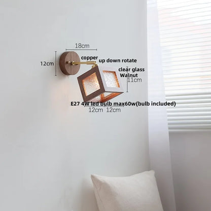 Aplique de pared LED DecorBites™ de madera de nogal con luz para espejo de baño de cristal transparente