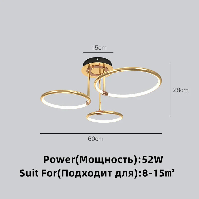 DecorBites™ Gold Luxury Ring Pendant Chandelier for Modern Villa and Home Decor