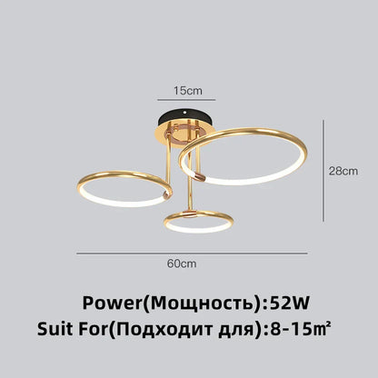 DecorBites™ Gold Luxury Ring Pendant Chandelier for Modern Villa and Home Decor
