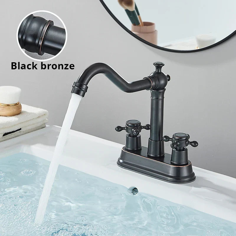 DecorBites™ Black Brass Waterfall Basin Faucet - Single Handle Vanity Tap