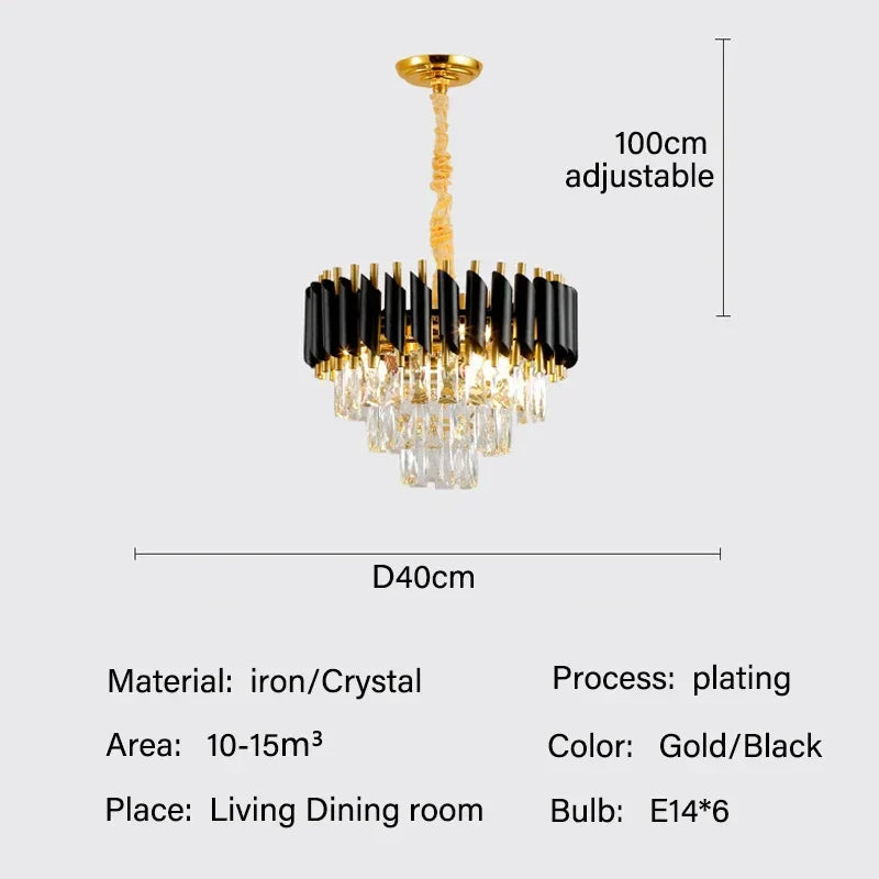 DecorBites™ Crystal Pendant Chandelier - Modern Luxury LED Lighting for Living, Dining, Bedroom