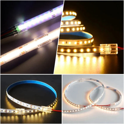 Conectores DecorBites™ de 2 pines para tiras LED COB 2835/5050 SMD, clip fijo de 90°