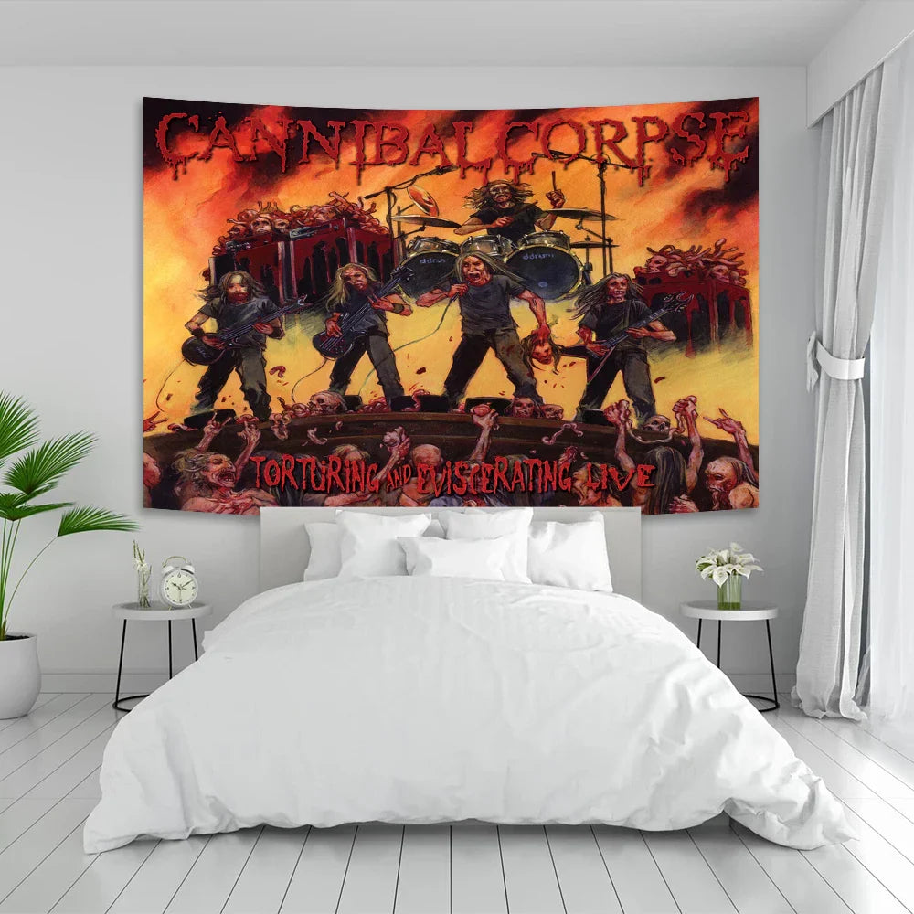 Decobites Cannibal Corpse Tapestry: Heavy Metal Rock Wall Art Décor Flag Gifts