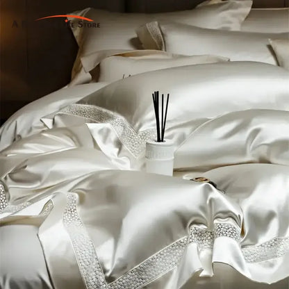 Decobites French Hollow Luxury Bedding Set with Lyocell Cotton Duvet Cover, Sheet & Pillowcases