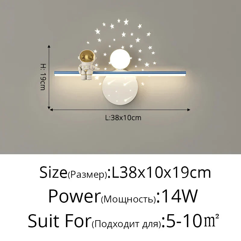 DecorBites™ Astronaut Moon Wall Lamp for Children's Bedroom with Simple Modern Design