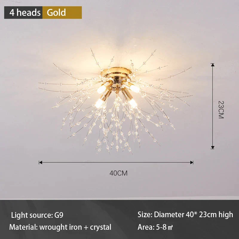 DecorBites™ Dandelion Crystal Chandelier LED Ceiling Light for Romantic Living Room & Bedroom
