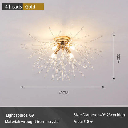 DecorBites™ Dandelion Crystal Chandelier LED Ceiling Light for Romantic Living Room & Bedroom
