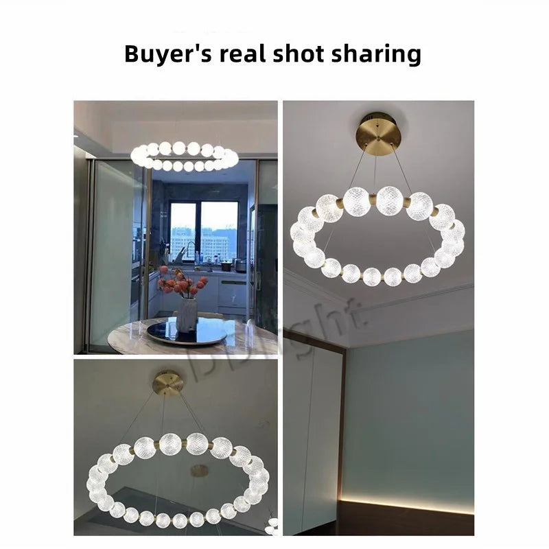 DecorBites™ Elegant Pearl Necklace LED Ceiling Chandelier for Living Room and Bedroom