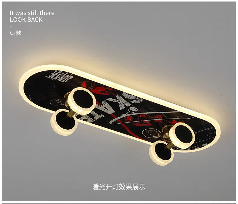 DecorBites™ Kids Skateboard LED Ceiling Light for Modern Children's Rooms