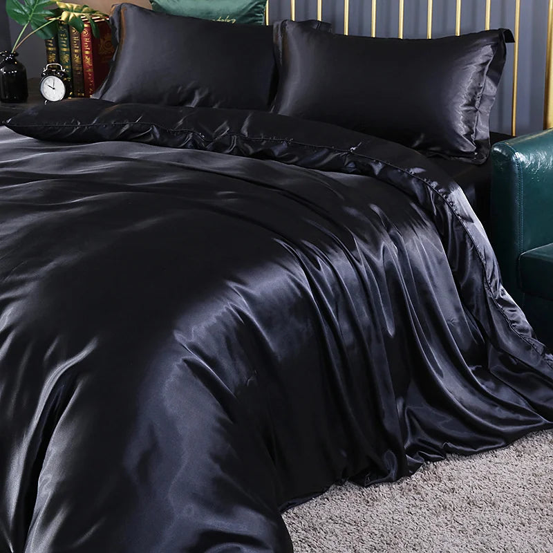 Decobites King Size Silk-Blend Duvet Cover Set with Pillowcases