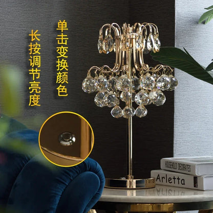 DecorBites™ Crystal Table Lamp: Nordic Luxury LED Touch Dimming, Modern Bedroom Bedside Lighting