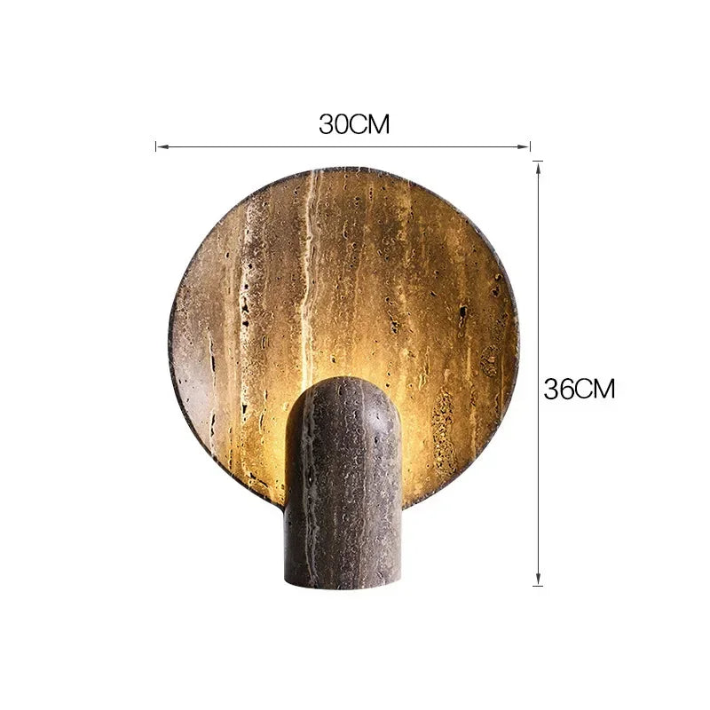 DecorBites™ Dark Travertine Rock LED Resin Table Lamp - Modern Minimalist Home Decor