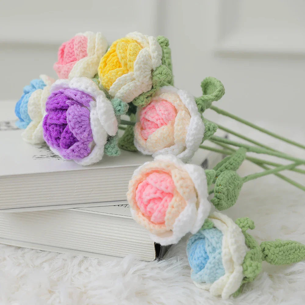 DecorBites™ Knitted Rose Bouquet DIY Crochet Wedding Mother's Day Gift