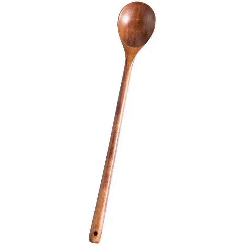 DecorBites™ Lotus Wooden Spoon: Eco-Friendly Long Handle Salad Cooking Utensil