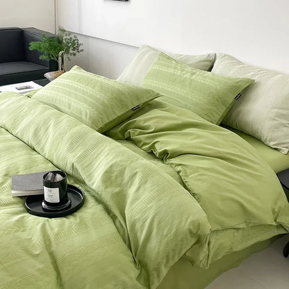 DecorBites™ Jacquard Cotton Bedding Set for Queen King Size - Skin Friendly Comforter Cover