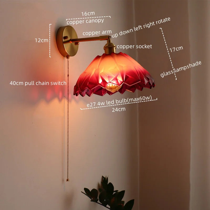 Copper Glass Wall Sconce Japanese Style Bathroom