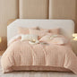 Decobites Faux Fur Bedding Set: Double Queen King Size Duvet Cover Sheet Pillowcase