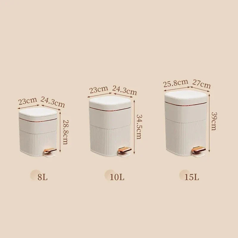 DecorBites™ Light Luxury Pedal Trash Can with Lid for Kitchen Bathroom Large Capacity Bin