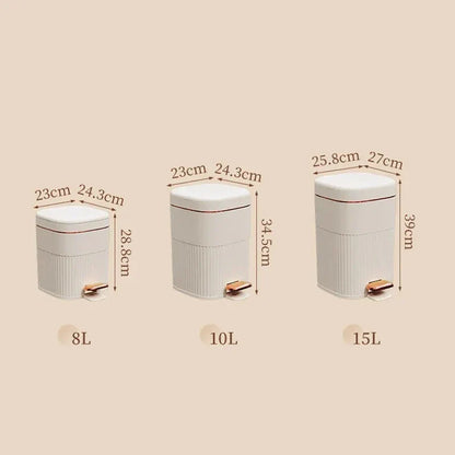 DecorBites™ Light Luxury Pedal Trash Can with Lid for Kitchen Bathroom Large Capacity Bin