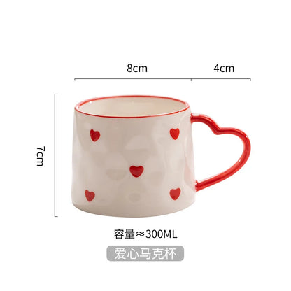 DecorBites™ Hand Painted Heart Handle Ceramic Love Mug - Pink