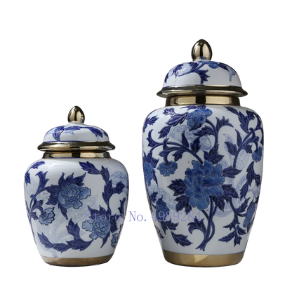 DecorBites™ Chinese Retro Storage Tank Vase with Cover for Modern Home Decoration