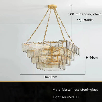 DecorBites™ Gold Glass Chandelier Luxe Living Room Lighting Fixture Luxurious Hanging Lamp