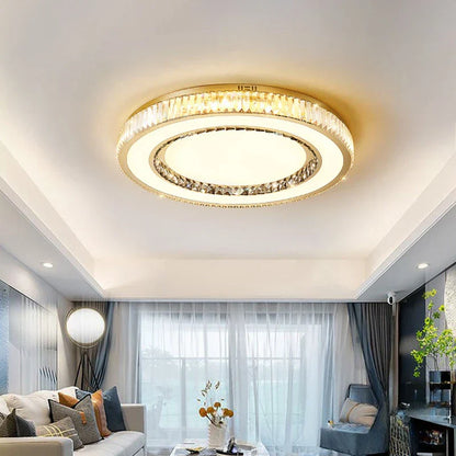 DecorBites™ Gold Crystal Double Layer Ceiling Chandelier LED Lamp Modern Luxury Home Decor