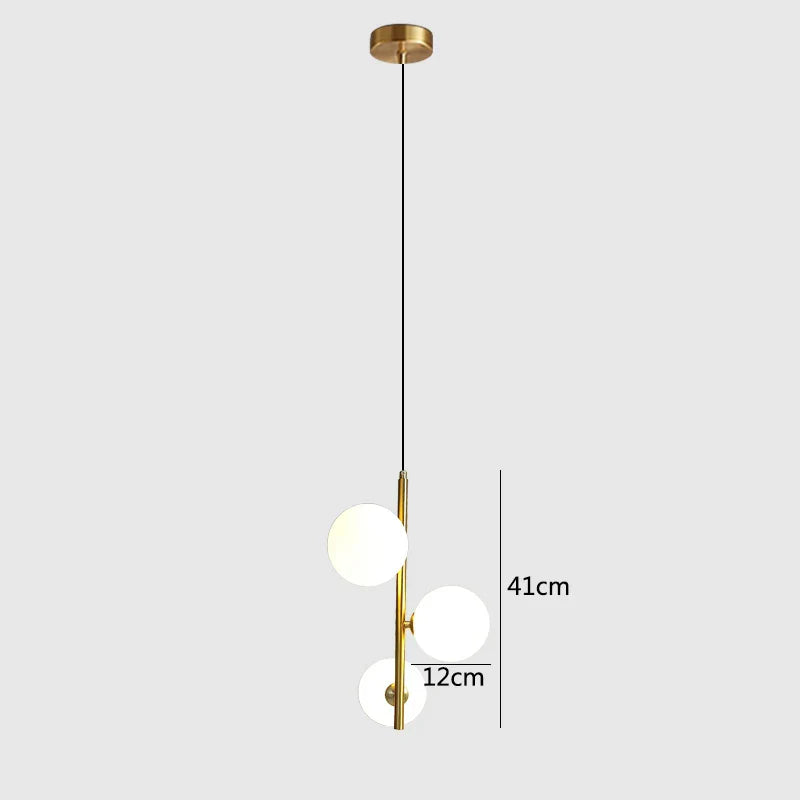DecorBites™ Brass/Black Glass Ball LED Pendant Lights Modern Bedroom Living Room Hanging Lamps