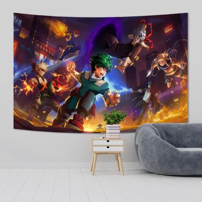 Decobites MHA Wall Tapestry Kawaii Room Decor Anime Art Poster Teen Bedroom Decoration