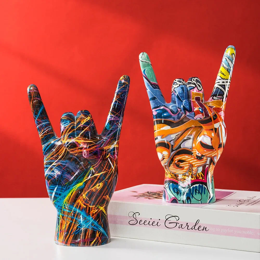 DecorBites™ Hand Statue 19cm Modern Pop Art Resin Sculpture Home Decor