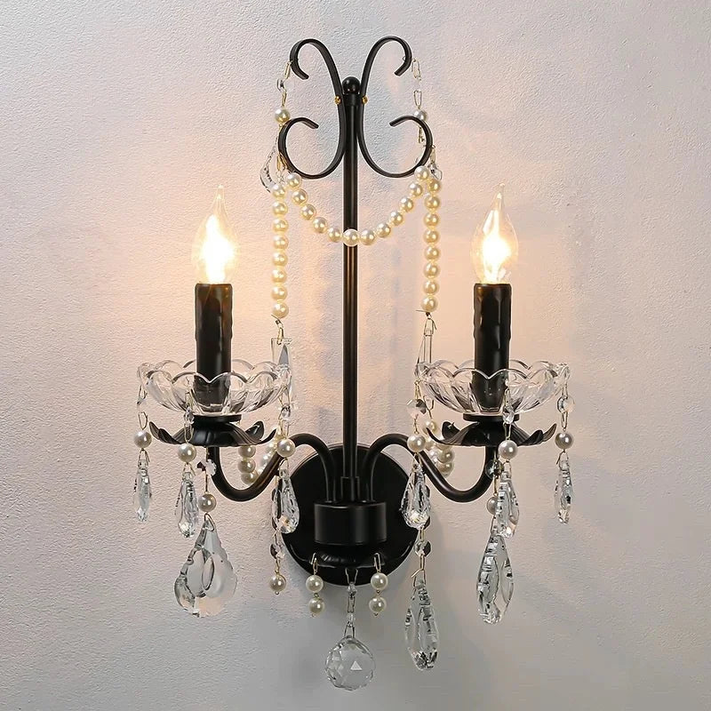 DecorBites™ Black Crystal Chandelier Foyer Pendant Lights for Art Decor Luminarias