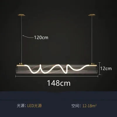 Black Tube Pendant Light 148cm Restaurant Style