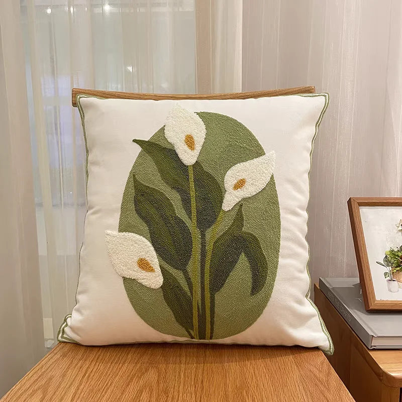 Embroidered Geometric Cushion Cover