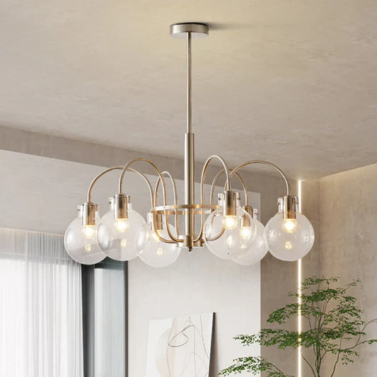 DecorBites™ Glass LED Chandelier: Retro Bauhaus Design for Living Room, Bedroom, Kitchen, or Dining Table