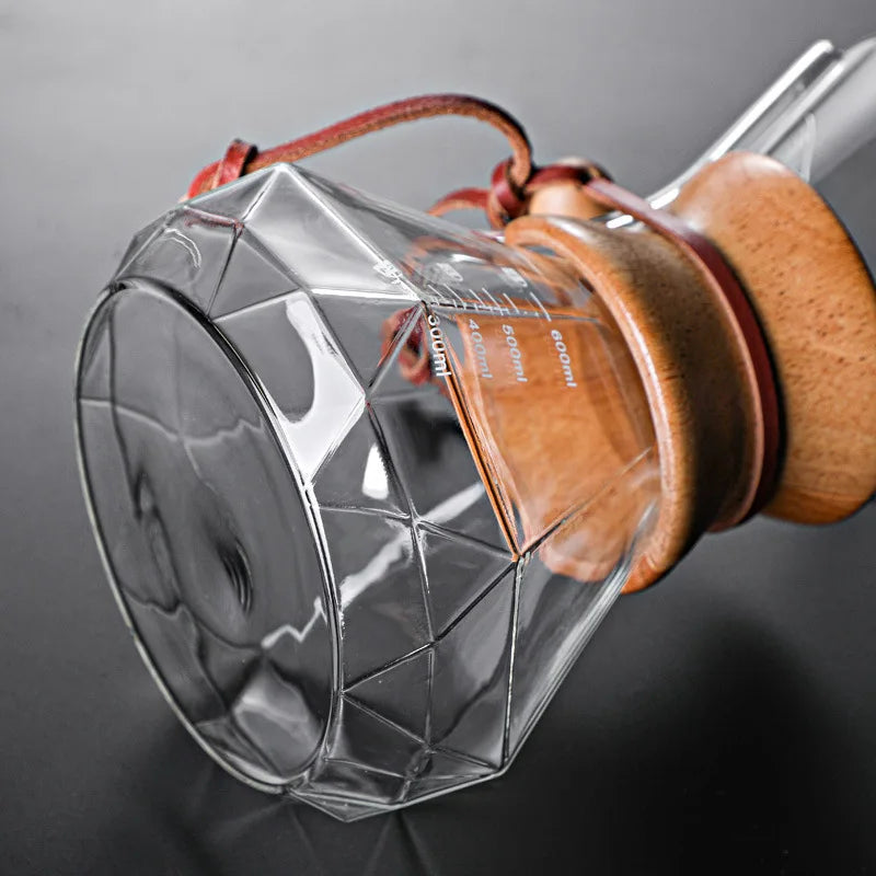 DecorBites™ Diamond Glass Hand Brew Coffee Maker Pot for Espresso Drip Cup Brewing