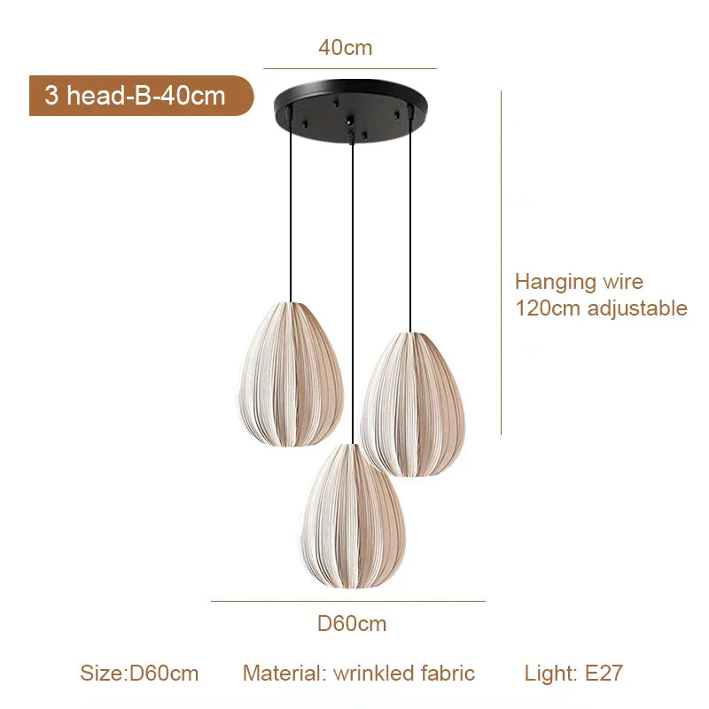 Decorbites™ Japanische Wabi-Sabi Faltenstoff-Pendantleuchten für Esszimmer & Schlafzimmer