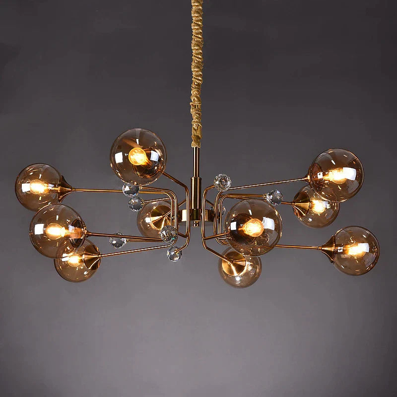 DecorBites™ Glass Bubble Chandelier: Luxury LED Glass Ball Suspension Lamp for Living Room, Bedroom, and Shop