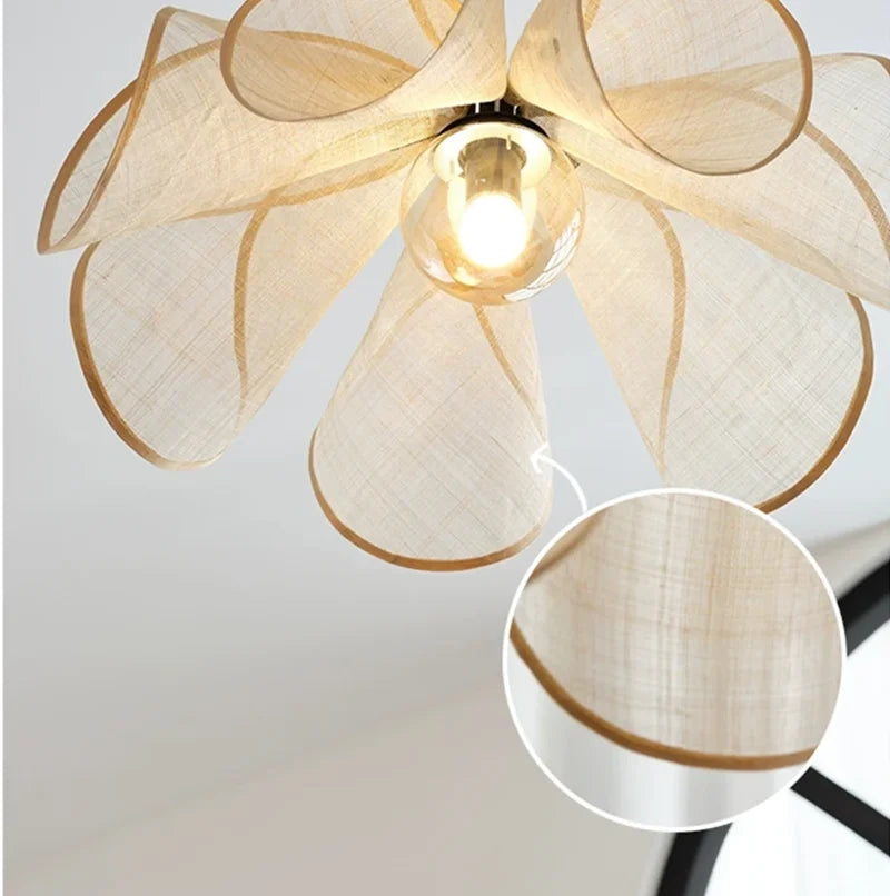 DecorBites™ Bohemian LED Fabric Flower Chandelier for Dining Table Lamp and Room Decor