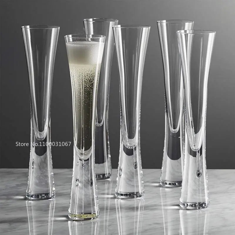 DecorBites™ Glitter Flutes Clear Bubble Wine Glasses for Bar Party Wedding Cocktail