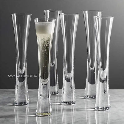 DecorBites™ Glitter Flutes Clear Bubble Wine Glasses for Bar Party Wedding Cocktail