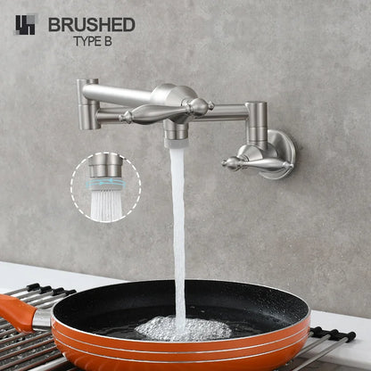 DecorBites™ Brass Double Joint Telescopic Kitchen Faucet, Double Handle Sink Faucet