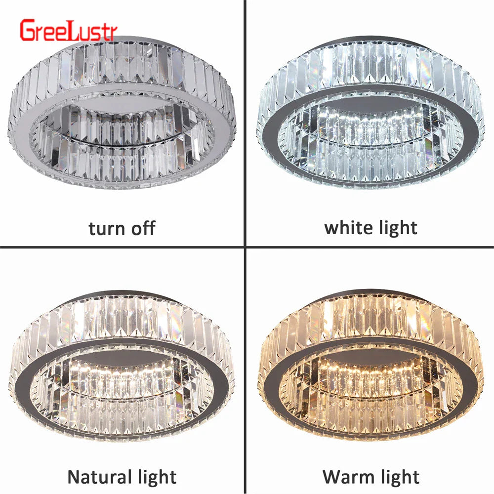 DecorBites™ Big Crystal Round LED Chandelier Dimmable Ceiling Light with Remote