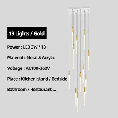 DecorBites™ Luxe Gold Tube Chandelier for Dining & Bedroom Lighting