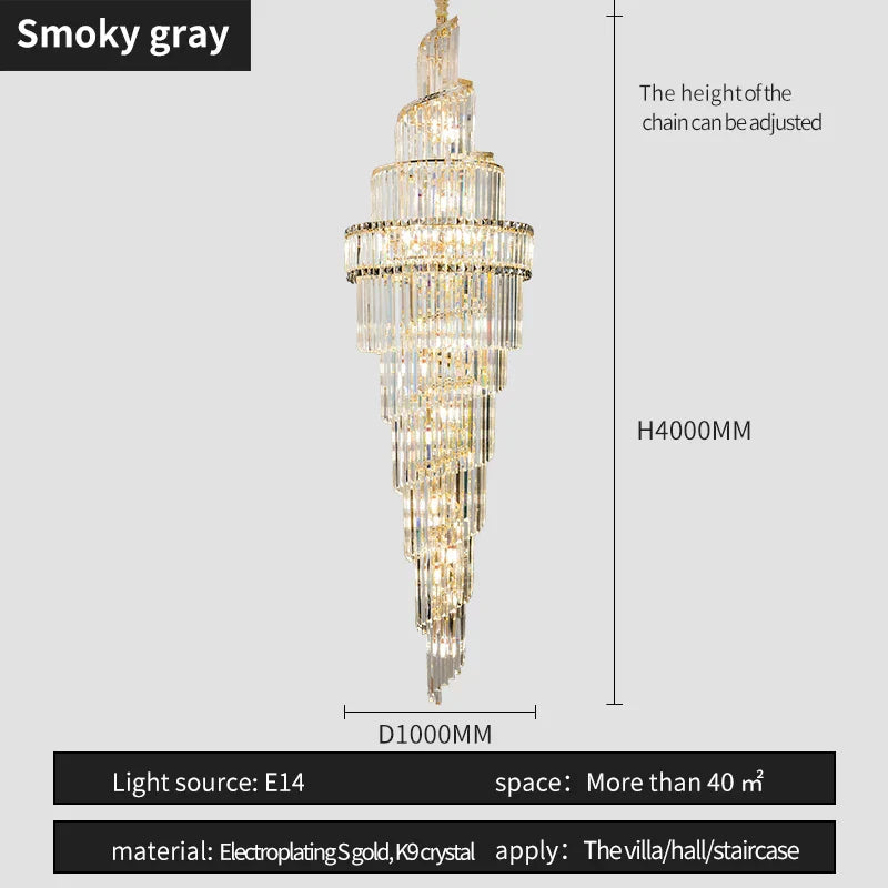 DecorBites™ Crystal Hollow Chandelier LED Light for Modern Luxury Living Room Loft