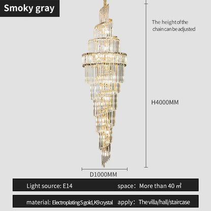 DecorBites™ Crystal Hollow Chandelier LED Light for Modern Luxury Living Room Loft