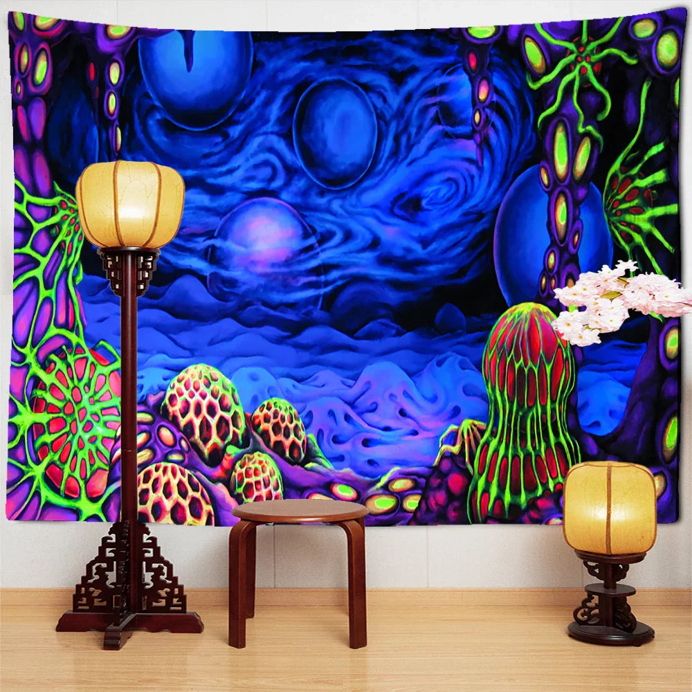 Decorbites™ Qualle Unterwasser-Gobelin: Psychedelische Alien-Kunst für die Raumdekoration
